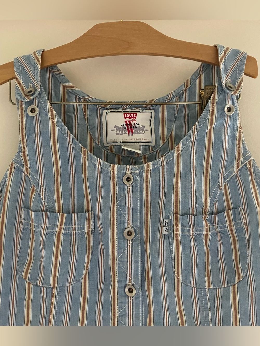 Levi’s striped button up cotton tank with adjustable straps size large